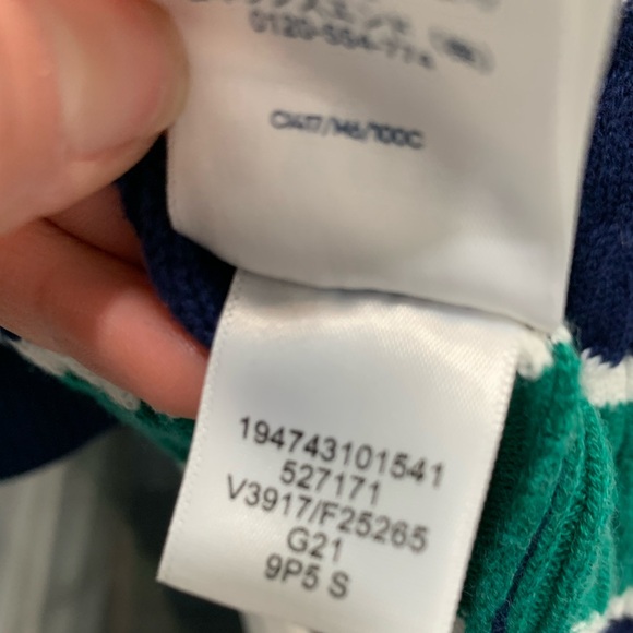 Lands' End 100% Cotton Knit Striped Open Front Cardigan Sweater - Picture 5 of 6